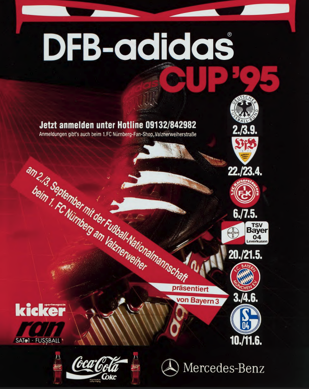 Ank&uuml;ndigungsplakat adidas-Cup 1995 Moderation Holger Erdrich